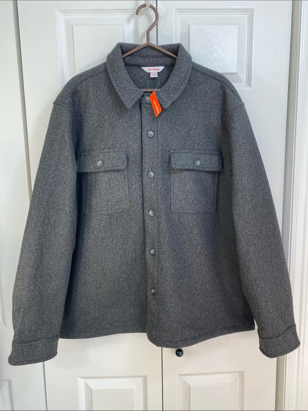 MEN’s JoeFresh Melton Shacket, Dark Gray Shirt Jacket, XXL, NWT